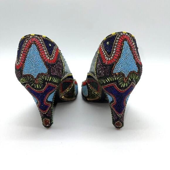 Bradley Levin Beaded Heels Womens 8 Charles Jourdan 80s 90s Vintage Rare Unique - Picture 6 of 15